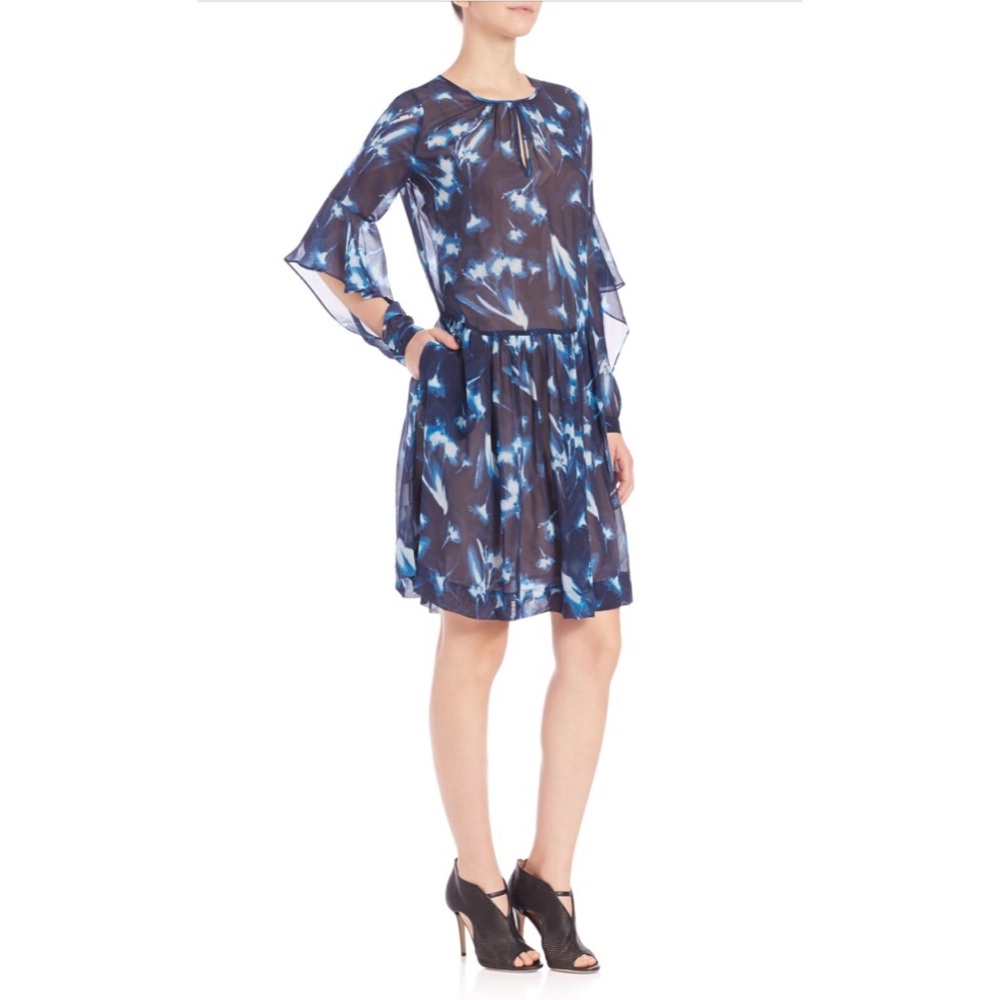 BCBG MAXAZRIA Jeannie Blue Sheer Dress XS